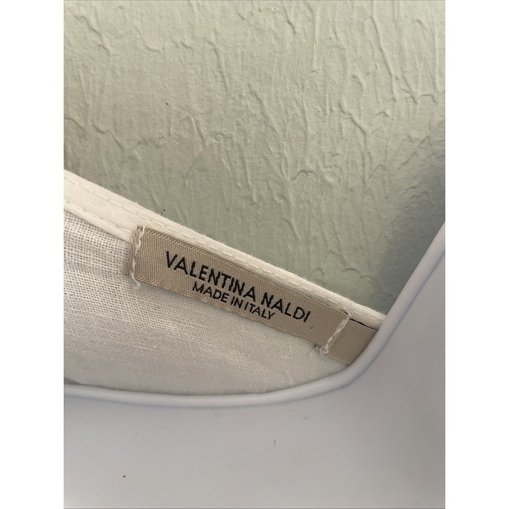 VALENTINA NALDI Made in Italy White 100% Linen Embroidered Ruffle Sleeve Top S - Picture 6 of 6